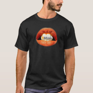 Camiseta Bitcoin Laranja Pílula Lábios Investindo Moeda Cri