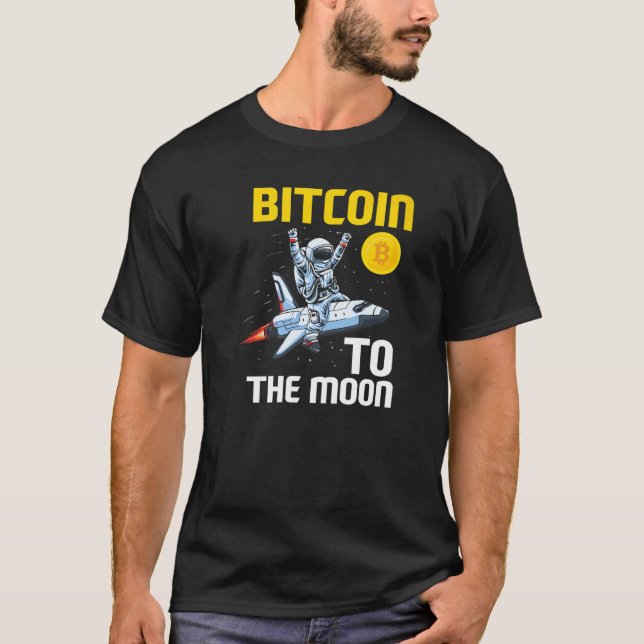 Camiseta Bitcoin Moon Astronaut BTC Cyrpto Cryptocurrency (Frente)