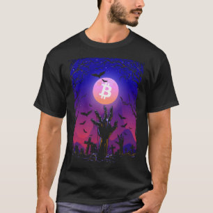 Camiseta Bitcurrency Moon Tombstone Graveyard Creepy Hallow