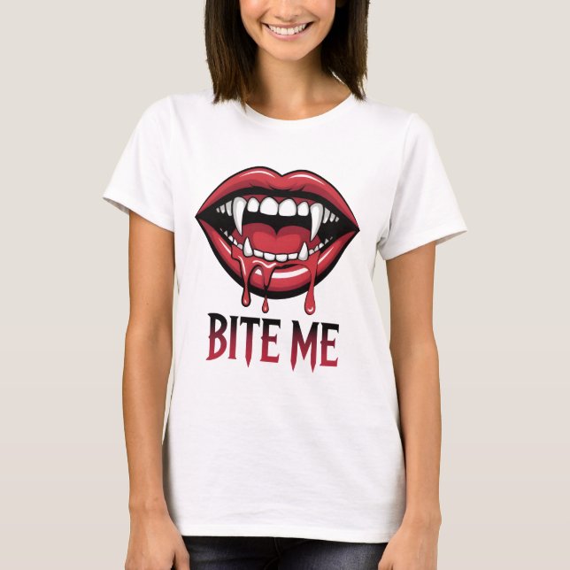 Camiseta Bite-me a boca do vampiro (Frente)