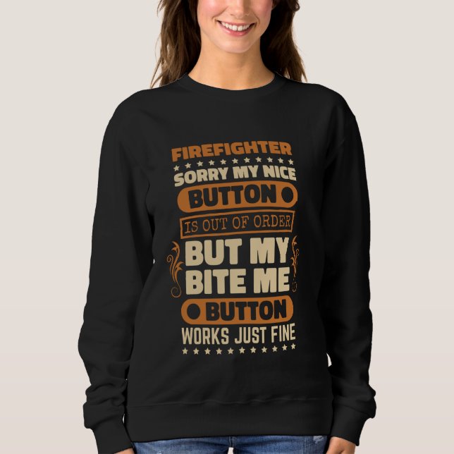 Camiseta Bite-me Botão Faz Bombeiro de Combate a Fogo (Frente)