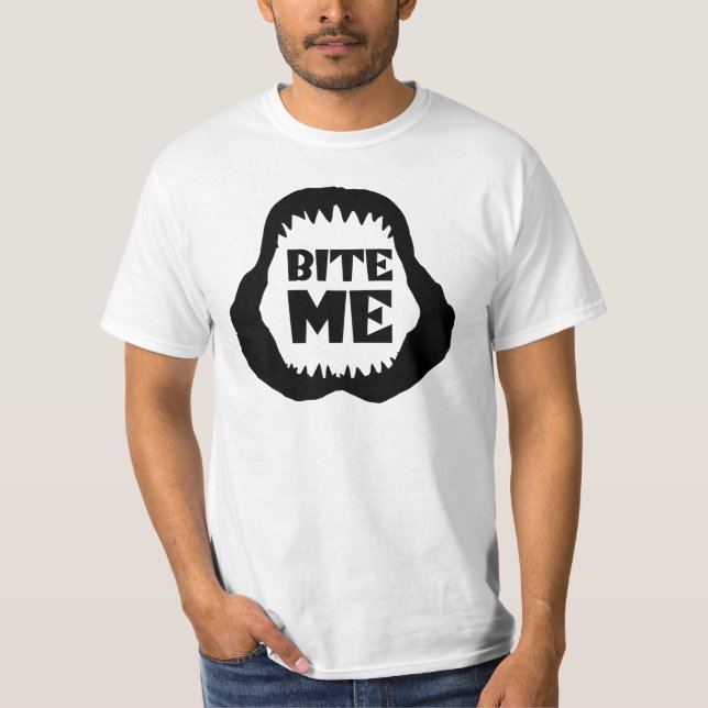 Camiseta Bite-me Citação - Tubarão Tubarão (Frente)