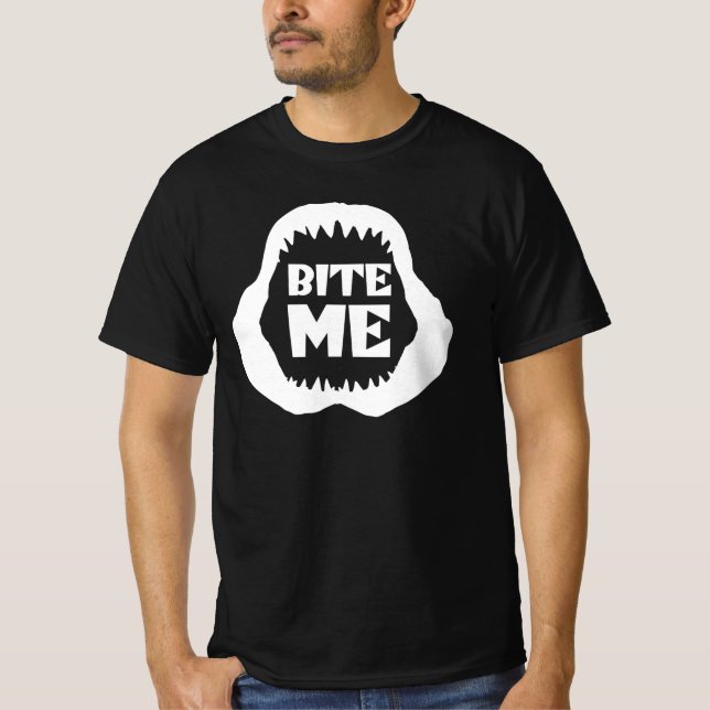 Camiseta Bite-me Citação - Tubarão Tubarão (Frente)
