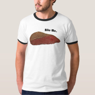 Camiseta Bite-Me Engraçada Piada de carne de bife