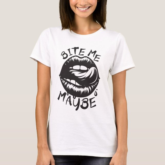 Camiseta Bite Me Maybe: Halloween Lips Tee (Frente)