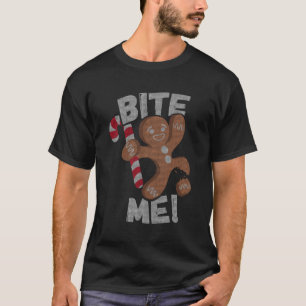 Camiseta Bite-Me Pão Gingerpão Homem Engraçado Natal