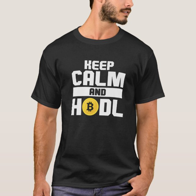 Camiseta Bitmoney Crypto Mantém Calma E HODL (Frente)