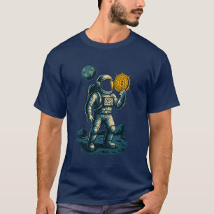 Camiseta Bitmoney Miner in Space - Design de astronauta bri