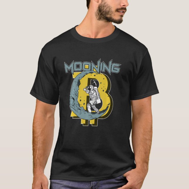 Camiseta Bitmoney Mining Moon Shirt Astronauta Duro Wallet  (Frente)