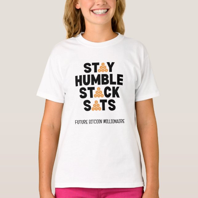 Camiseta Bitmoney STAY HUMBLE STACK SATS Crypto (Frente)