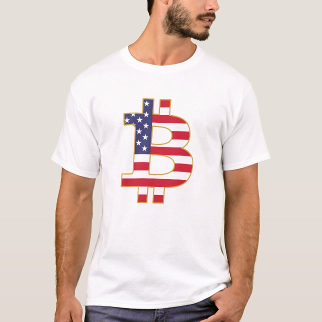 Camiseta Bitmoney USA Flag - Btc Crypto (Frente)