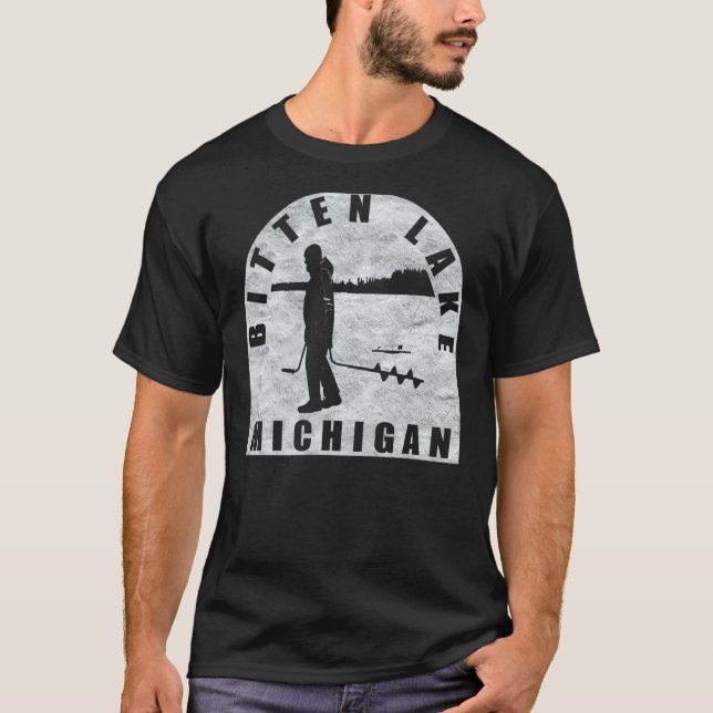 Camiseta Bitten Lake Ice Fish Michigan (Frente)