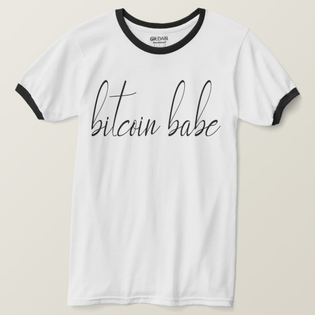 Camiseta Biycoin Babe - Preto e Branco (Frente do Design)