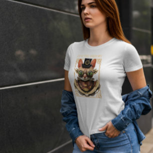 Camiseta Bizarra de Animais de Gato Steampunk