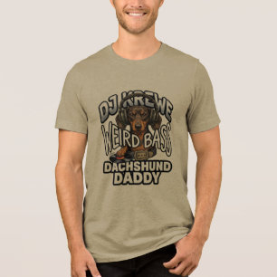Camiseta Bizarro Bass Dachshund Papai DJ Cachorro