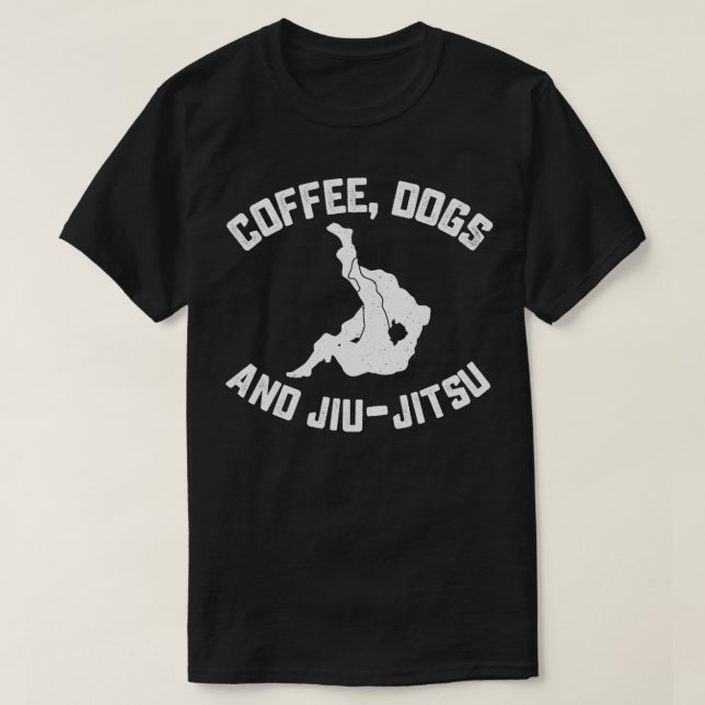 Camiseta Bjj Funny Coffee Dogs Jiu Jitsu (Frente do Design)