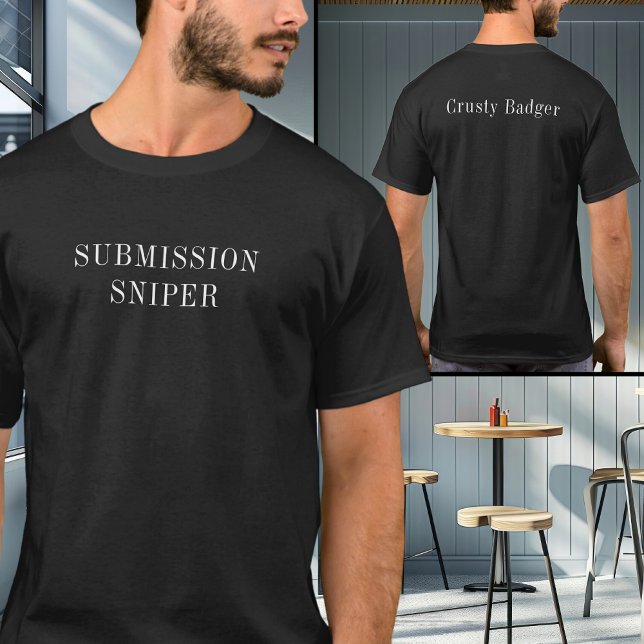 Camiseta BJJ Jiu Jitsu Personalizado Sniper Preto (Personalized Submission Sniper Black tshirt)
