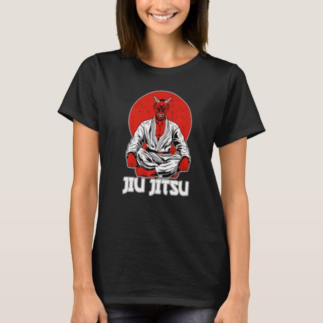 Camiseta Bjj Oni Demon Red Jiu Jitsu E Grappli (Frente)