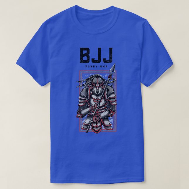 Camiseta BJJ Wolf Samurai Spear, Jiu Jitsu, Grappling, MMA, (Frente do Design)