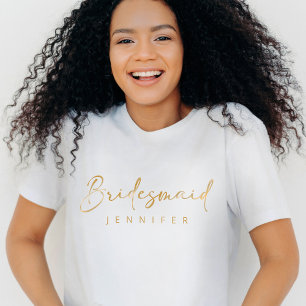 Camiseta Blachelorette de Nome Personalizado Dourado da Bri