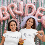Camiseta Blachelorette do Diamond Script Moderno da Bridesm<br><div class="desc">Escritura moderna de honra com o diamante sobre o i para a festa de solteira. Pegue esta camisa para as damas de honra. A camisa da noiva com o diamante sobre a inscrição pode ser encontrada em minha loja,  PageCreativeDesigns.</div>