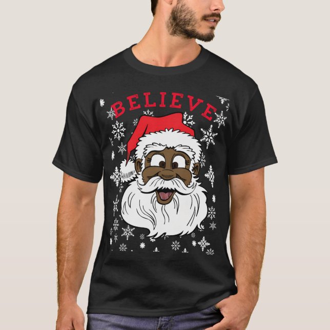 Camiseta Black Acredita Papais noeis Divertidos Papais noei (Frente)
