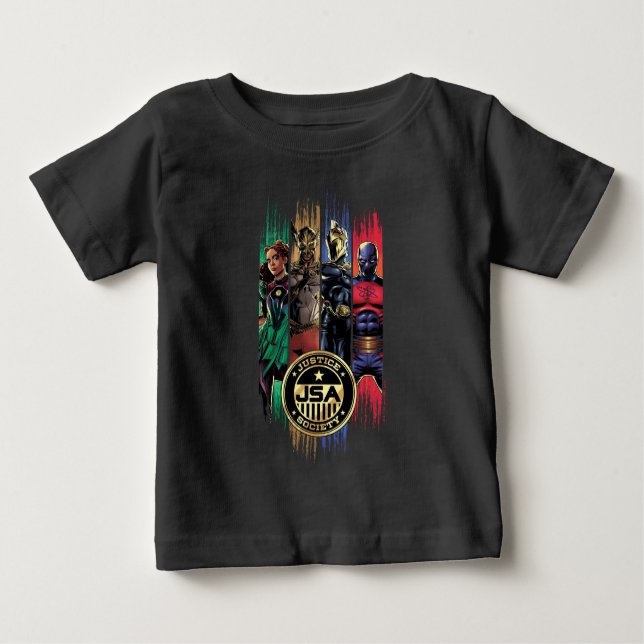 Camiseta Black Adam Justice Society Heroes In Stripes (Frente)