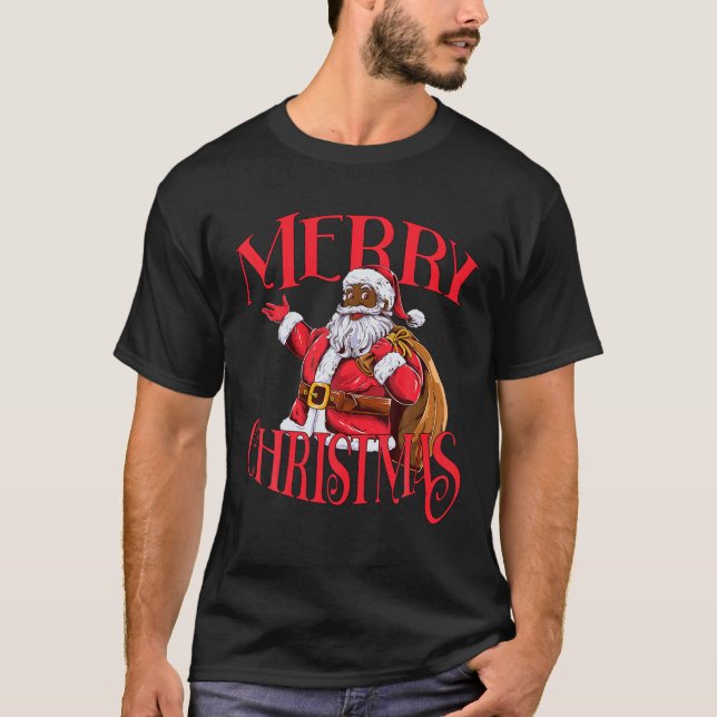 Camiseta Black African American Papai Noel Natal T Shi (Frente)