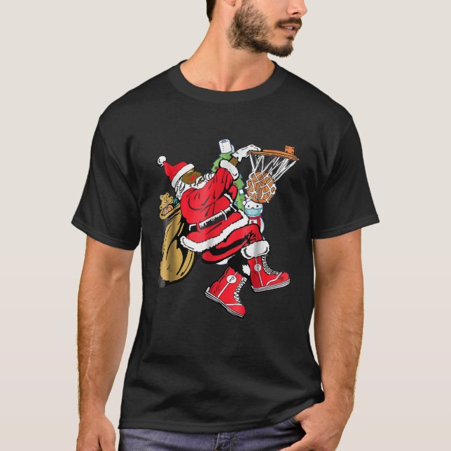 Camiseta Black African American Santa Claus Basbasquetebol  (Frente)