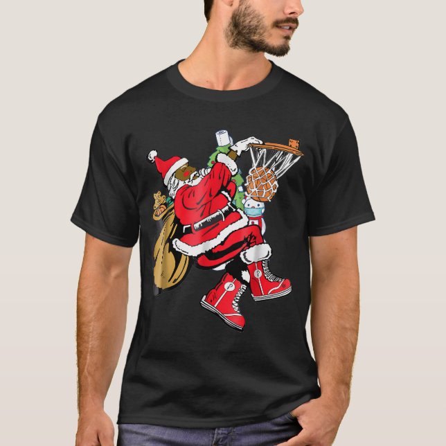 Camiseta Black African American Santa Claus Basbasquetebol  (Frente)