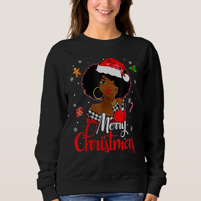 Camiseta Black African Girl American Melanin Christmas Sant (Frente)