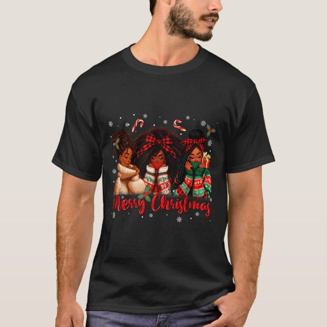 Camiseta Black African Girl American Melanin Christmas Sant (Frente)