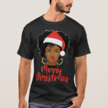 Camiseta Black African Girl American Melanin Christmas Sant<br><div class="desc">Black African Girl American Melanin Christmas Santa Hat Xmas</div>