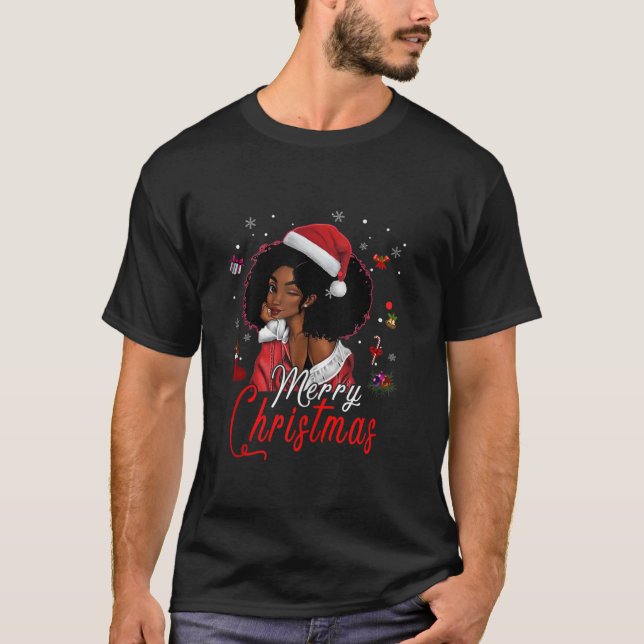 Camiseta Black African Santa Hat African Feliz Chr (Frente)