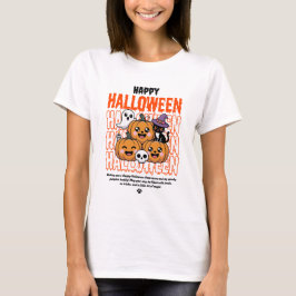 Camiseta Black and Orange Grunge Halloween Cat & Pumpkin 