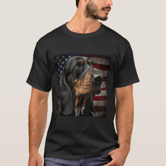 Camiseta Black and Tan Coonhound 4th of July Black and Tan