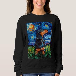 Camiseta Black and Tan Dachshund Doxie Starry Night Dog Art