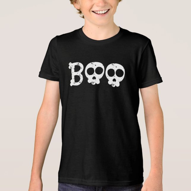 Camiseta Black and White Bony Skull Boo (Frente)