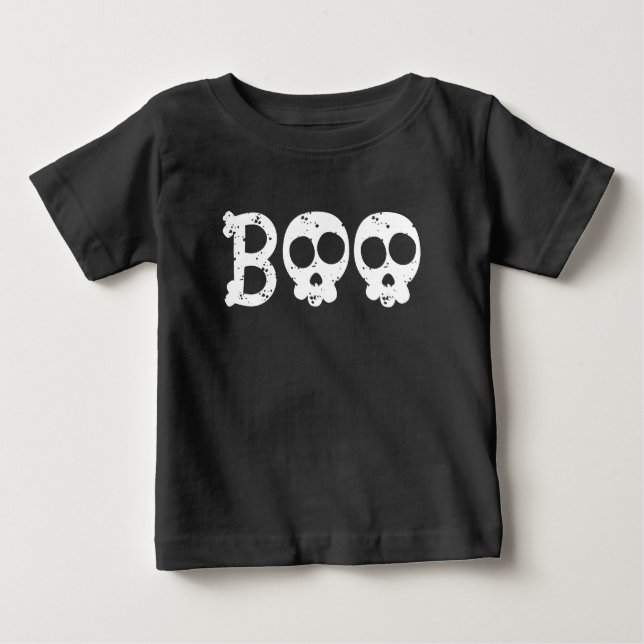 Camiseta Black and White Bony Skull Boo (Frente)
