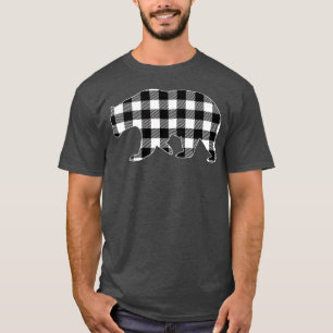 Camiseta Black And White Buffalo Plaid Bear Christmas Pajam