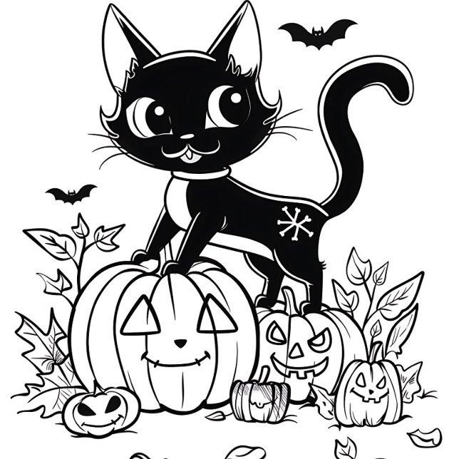 Camiseta Black and White Cartoon Cat (Criador carregado)