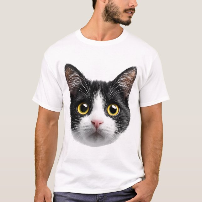 Camiseta Black and White Cat Face (Frente)