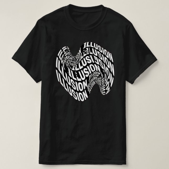 Camiseta Black And White Optical Illusion Kinetic Typograph (Frente do Design)
