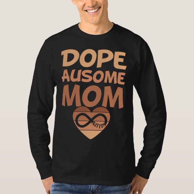 Camiseta Black Autism Mom Ausome Mom Autistic Infinity Neur (Frente)