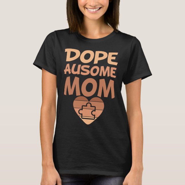 Camiseta Black Autism Mom Ausome Mom Puzzle Piece Love Neur (Frente)