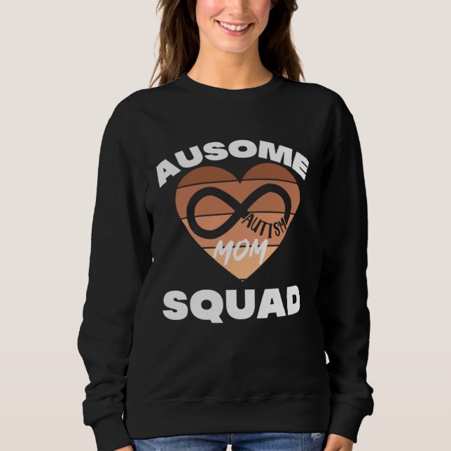 Camiseta Black Autism Mom Ausome Mom Squad Autism Day Infin (Frente)