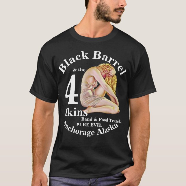 Camiseta Black Barrel 4 Skins Band Anchorage AK Foreskins (Frente)