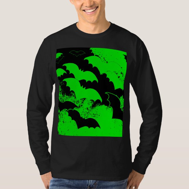 Camiseta Black Bats Em Voo Verde (Frente)