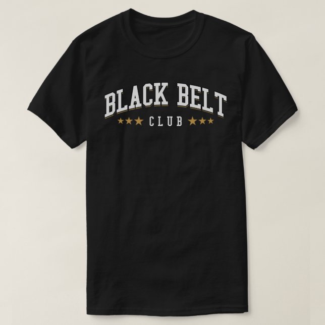 Camiseta Black Belt Club Aikido Judo Jiu Jitsu Karate Iaido (Frente do Design)