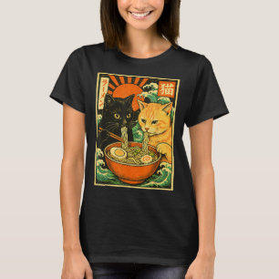 Camiseta Black Cat &amp; Orange Cat Slurramen Japonês